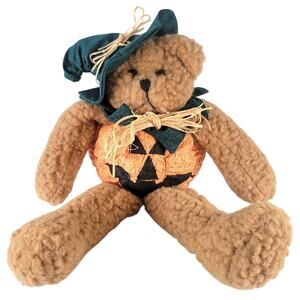 Jo-Ann Stores 1999 Halloween Pumpkin Teddy Bear 12" Plush Witch Hat Collectible